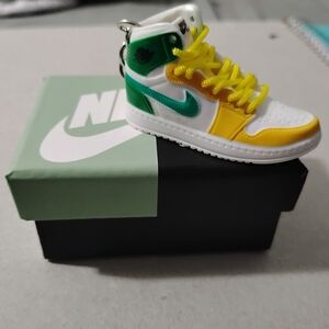Nike High-Top Keychain in White, Green, and Yellow